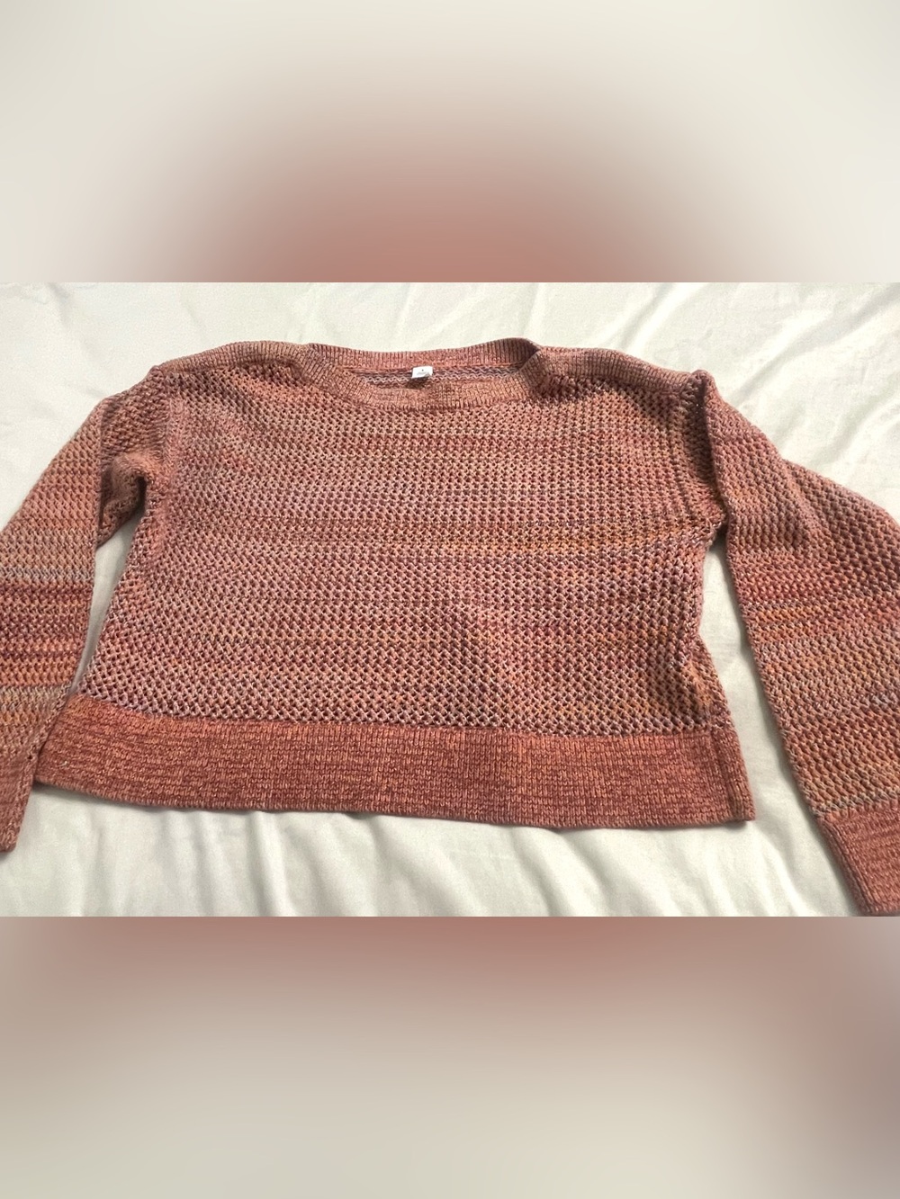 Old Navy Open-Weave Crewneck Sweater in Rusty Orange